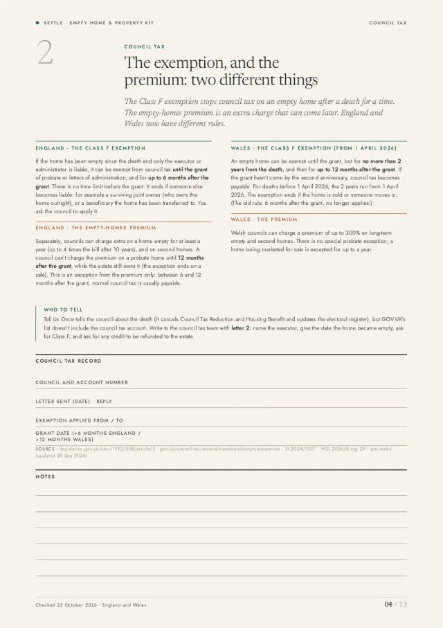 Page 4: council tax after a death, England and Wales