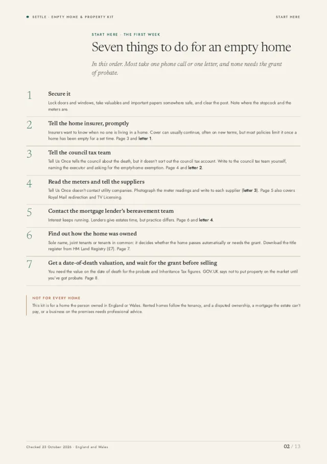 Page 2: the first week, in order